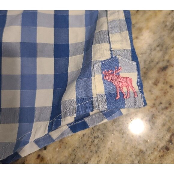 Vintage Abercrombie & Fitch Mens S Plaid Button Up Collar Cotton Pink Moose - Picture 5 of 12